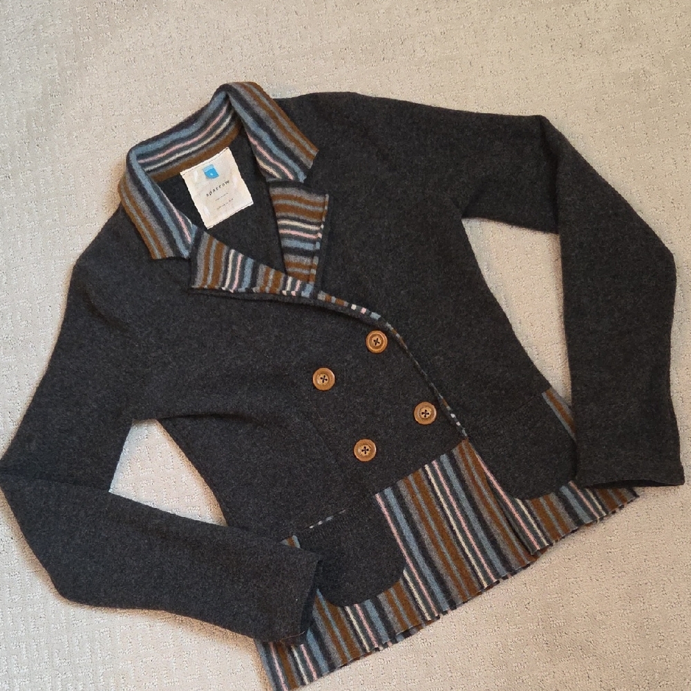 ANTHRO Sparrow Charcoal Jacket with Striped Details